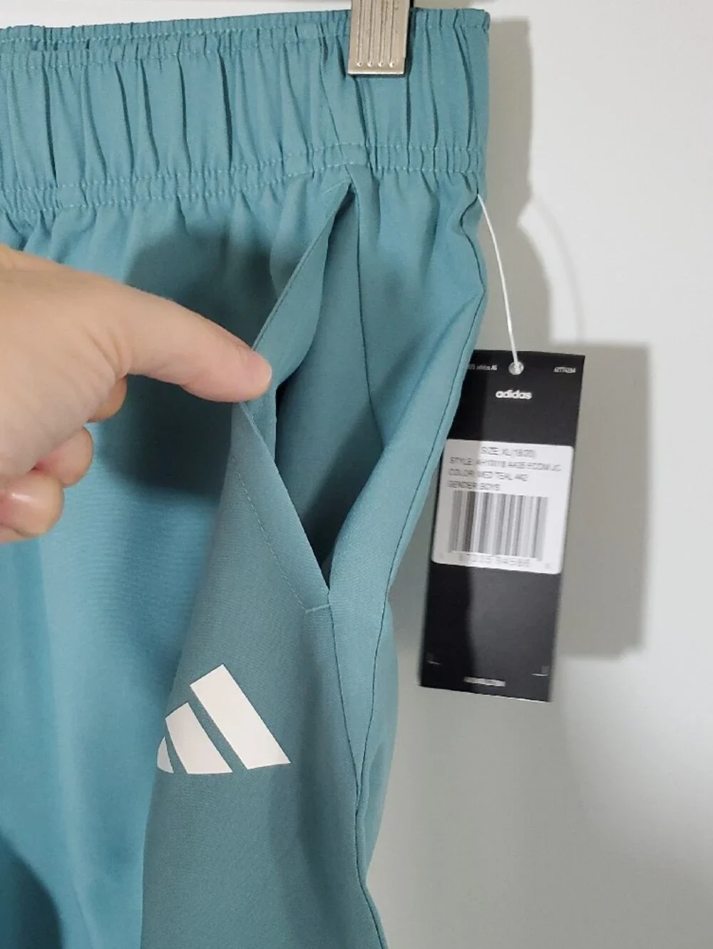 adidas Boys Teal Athletic Shorts with Logo XL NWT